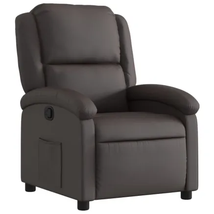 Fauteuil inclinable marron foncé cuir véritable 2