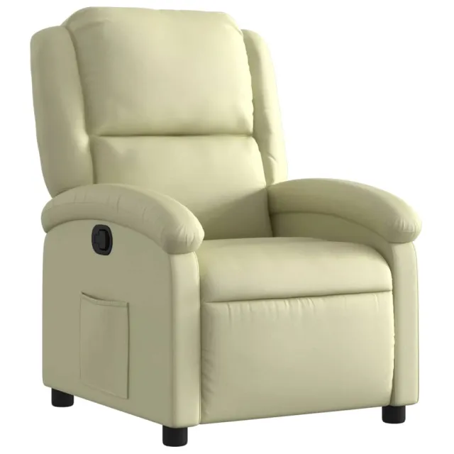 Fauteuil inclinable crème cuir véritable