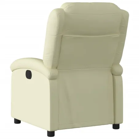 Fauteuil inclinable crème cuir véritable