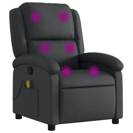 Fauteuil de massage inclinable noir cuir véritable 2