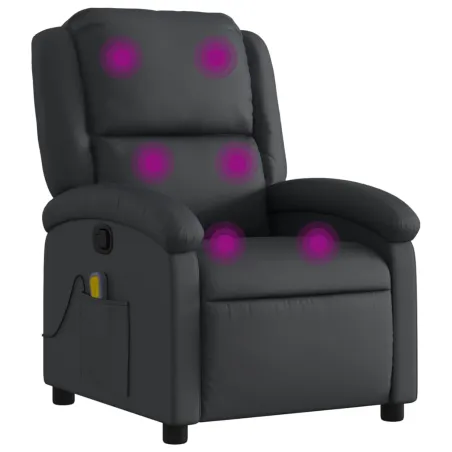 Fauteuil de massage inclinable noir cuir véritable