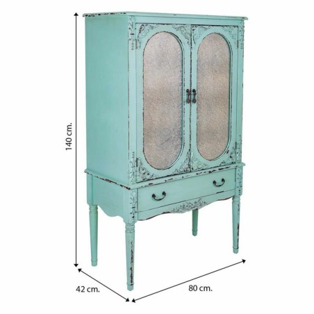 Kast Alexandra House Living Blauw Glas Sparrenhout Hout MDF 42 x 140 x