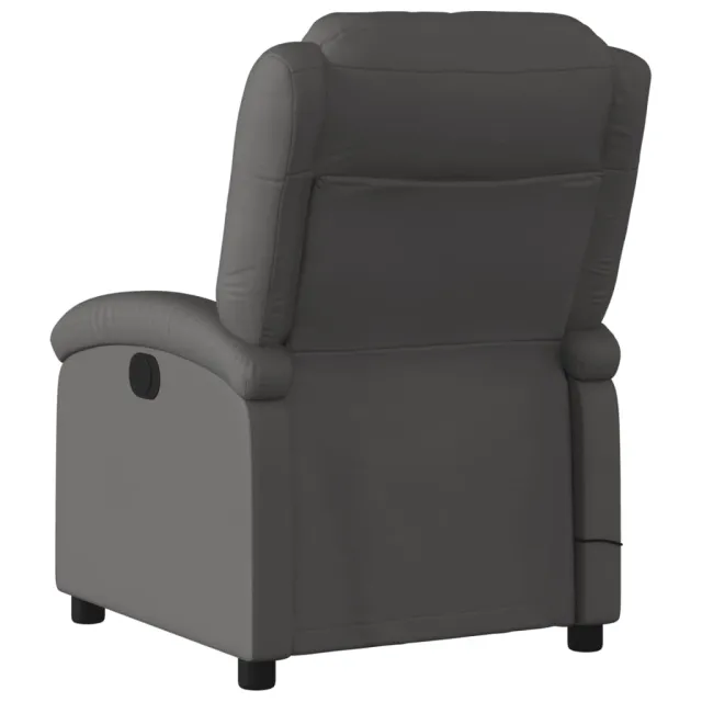 Fauteuil de massage inclinable gris cuir véritable