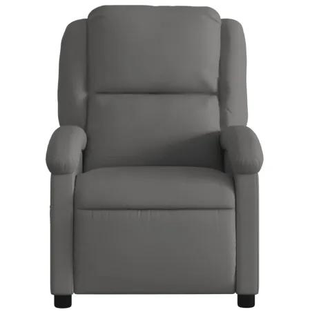 Fauteuil de massage inclinable gris cuir véritable