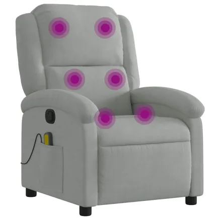 Fauteuil inclinable de massage gris clair velours 2