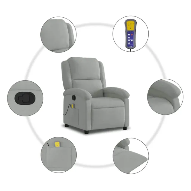 Fauteuil inclinable de massage gris clair velours