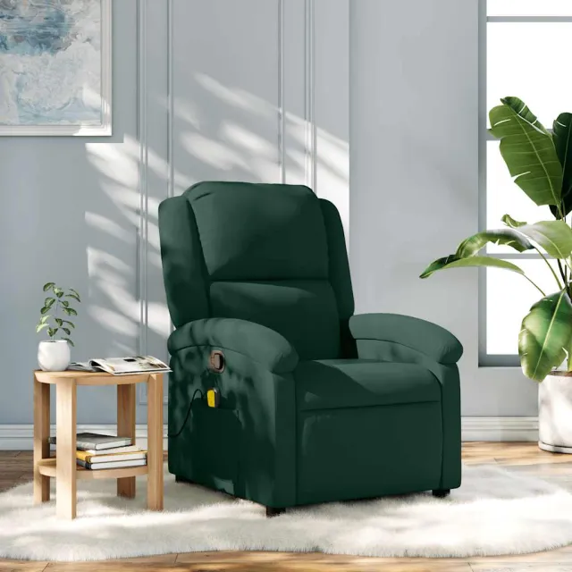 Fauteuil inclinable de massage vert foncé velours