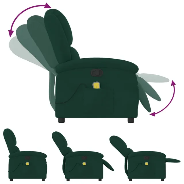Fauteuil inclinable de massage vert foncé velours