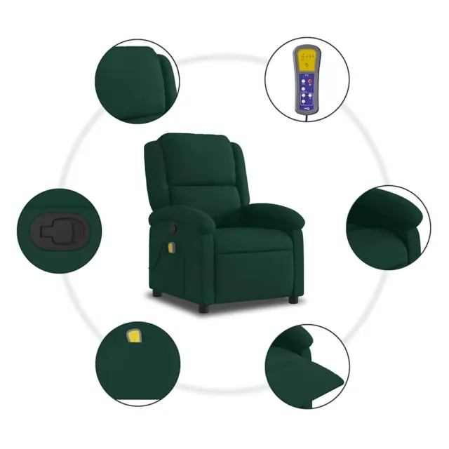 Fauteuil inclinable de massage vert foncé velours