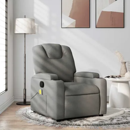 Fauteuil inclinable de massage gris foncé tissu