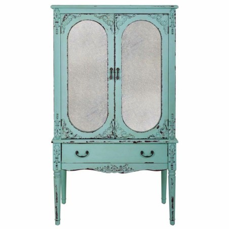Kast Alexandra House Living Blauw Glas Sparrenhout Hout MDF 42 x 140 x