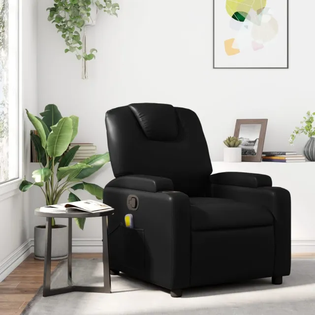 Fauteuil de massage inclinable noir similicuir
