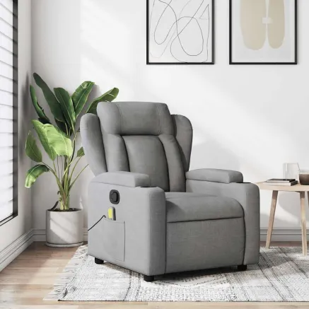 Fauteuil inclinable de massage gris clair tissu