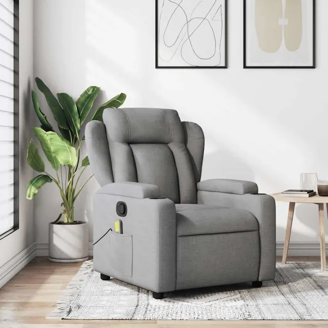 Fauteuil inclinable de massage gris clair tissu