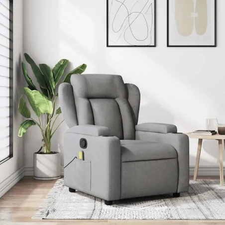 Fauteuil inclinable de massage gris clair tissu