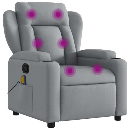 Fauteuil inclinable de massage gris clair tissu 2