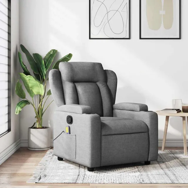 Fauteuil inclinable de massage gris foncé tissu