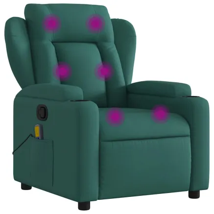 Fauteuil inclinable de massage vert foncé tissu 2