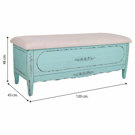 Kruk Alexandra House Living Blauw Spons Sparrenhout Hout MDF 43 x 48 x 2