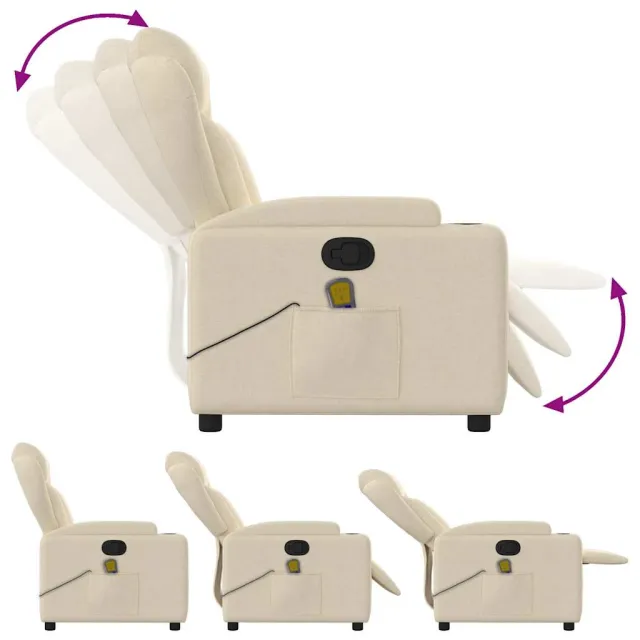 Fauteuil inclinable de massage crème tissu
