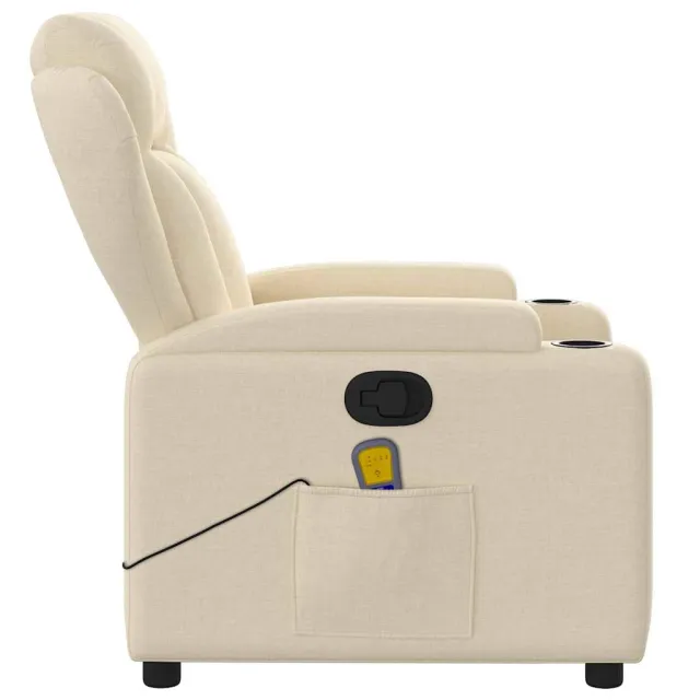Fauteuil inclinable de massage crème tissu