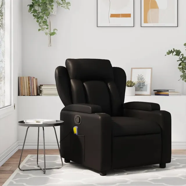 Fauteuil de massage inclinable noir similicuir