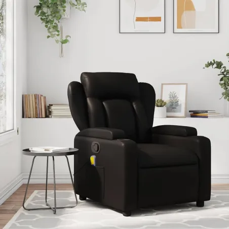 Fauteuil de massage inclinable noir similicuir
