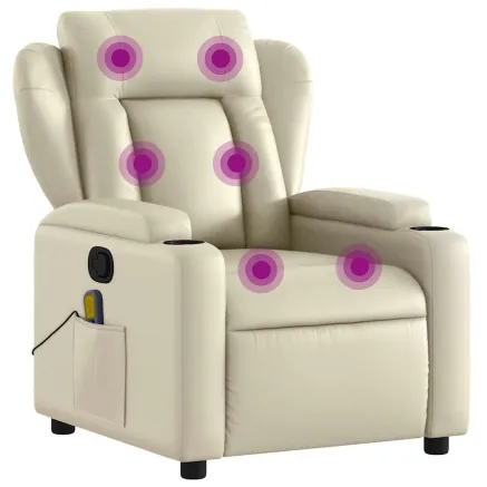 Fauteuil de massage inclinable crème similicuir 2
