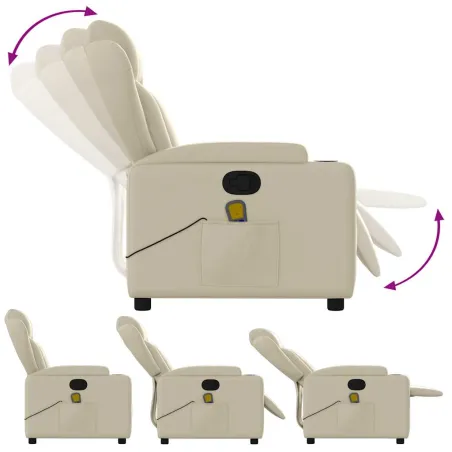 Fauteuil de massage inclinable crème similicuir