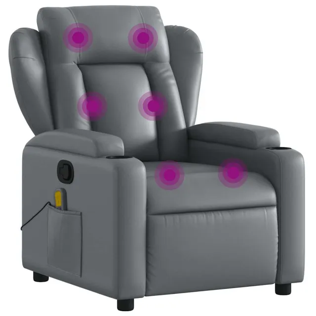 Fauteuil de massage inclinable gris similicuir