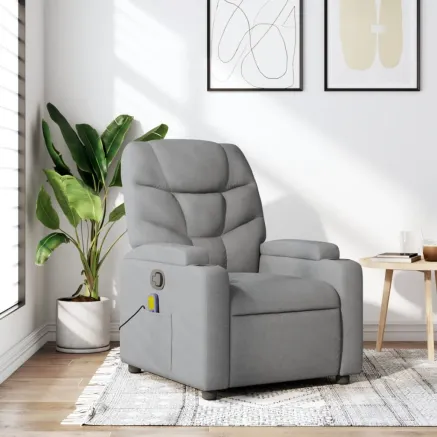 Fauteuil inclinable de massage gris clair tissu