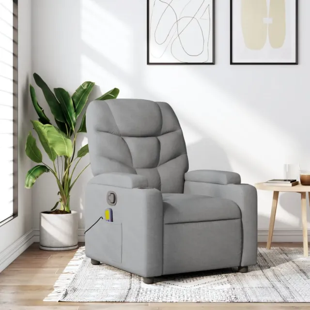 Fauteuil inclinable de massage gris clair tissu
