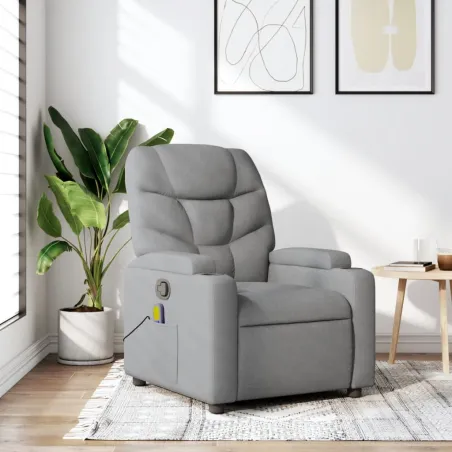 Fauteuil inclinable de massage gris clair tissu