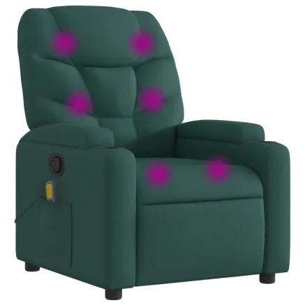 Fauteuil inclinable de massage vert foncé tissu 2
