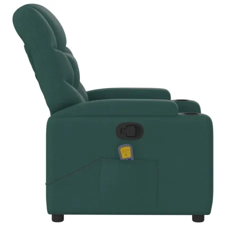 Fauteuil inclinable de massage vert foncé tissu