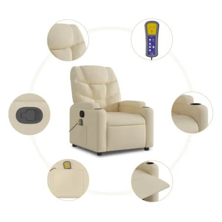 Fauteuil inclinable de massage crème tissu
