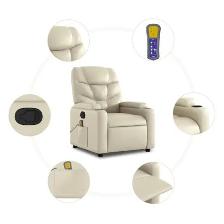 Fauteuil de massage inclinable crème similicuir