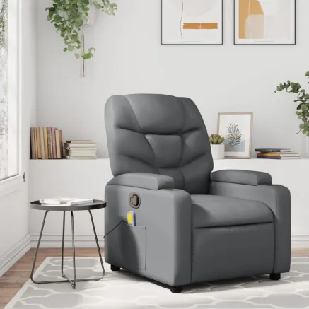 Fauteuil de massage inclinable gris similicuir