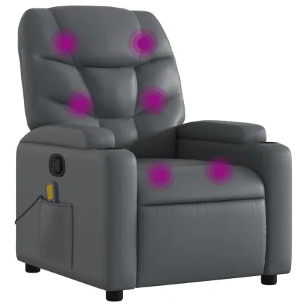 Fauteuil de massage inclinable gris similicuir 2