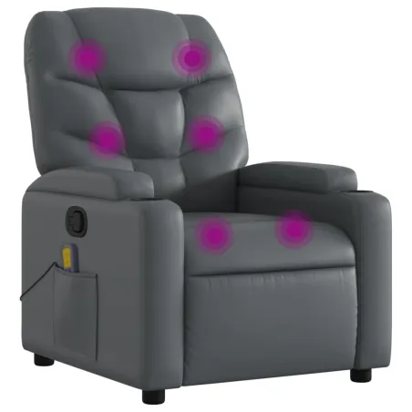 Fauteuil de massage inclinable gris similicuir