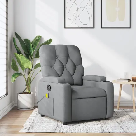 Fauteuil inclinable de massage gris clair tissu