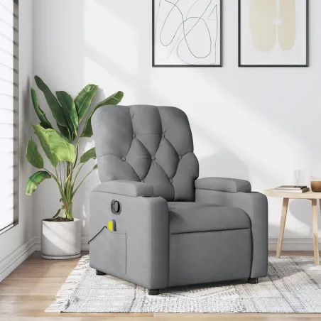 Fauteuil inclinable de massage gris clair tissu