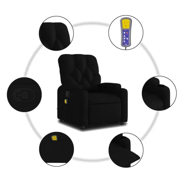 Fauteuil inclinable de massage noir tissu