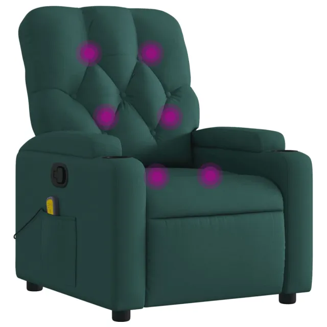 Fauteuil inclinable de massage vert foncé tissu