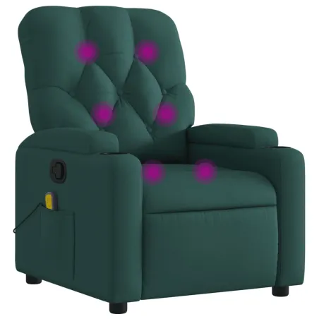 Fauteuil inclinable de massage vert foncé tissu