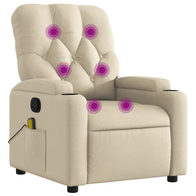 Fauteuil inclinable de massage crème tissu