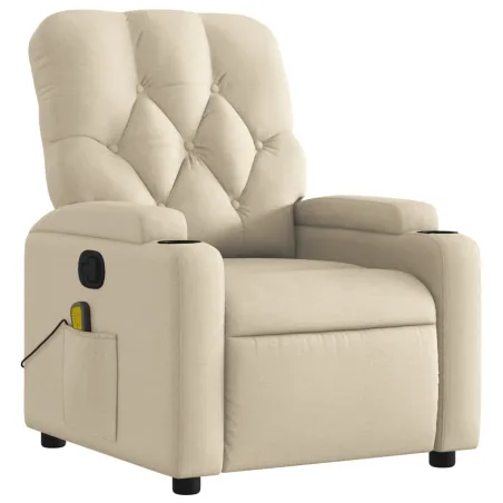 Fauteuil inclinable de massage crème tissu