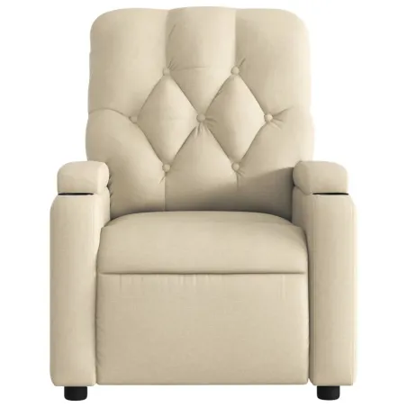 Fauteuil inclinable de massage crème tissu