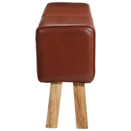 Banc saut de cheval 160 cm Marron Cuir véritable et bois acacia