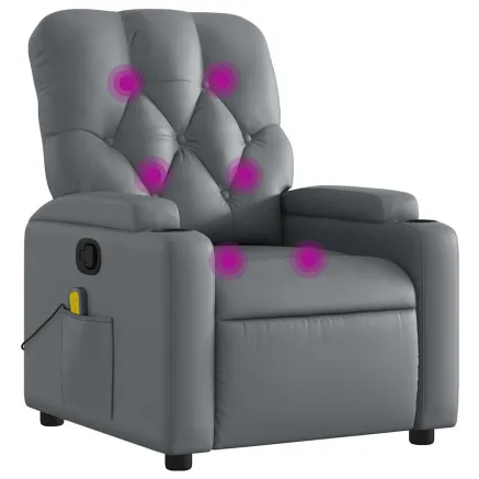 Fauteuil de massage inclinable gris similicuir 2